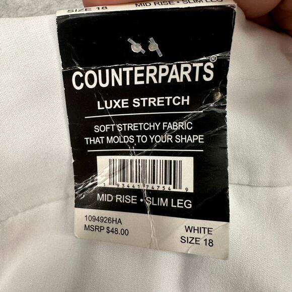 Counterparts Pull-On Mid Rise Slim Leg Dress Pants Womens 18 White Luxe Stretch - Picture 9 of 15